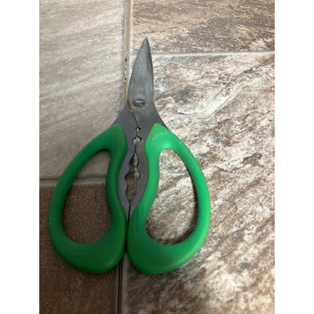 Farberware Kitchen Shears Green Ergonomic Handle Stainless Steel Multi-Purpose